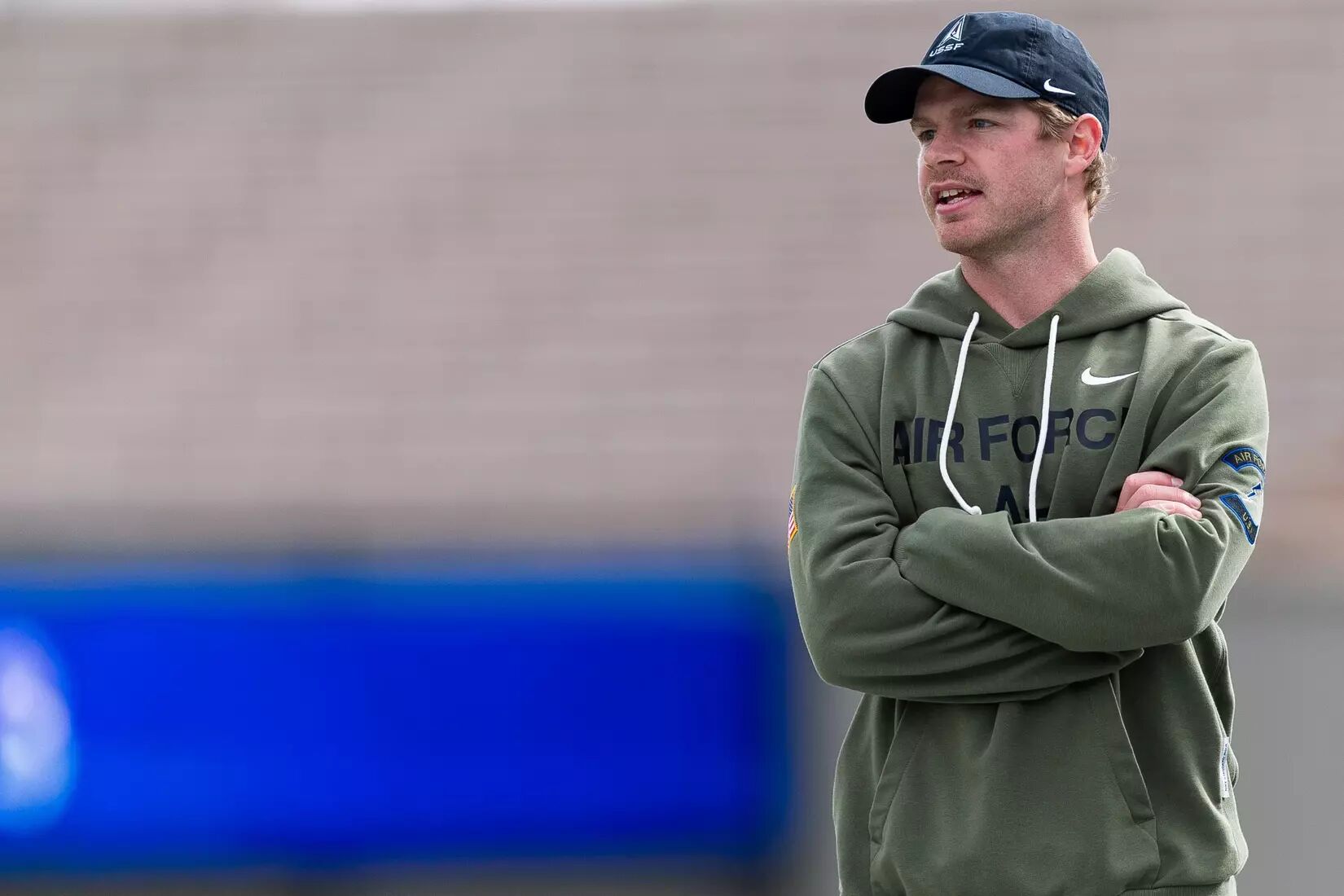 Coach McGuire on the sideline at the U.S. Air Force Academy
